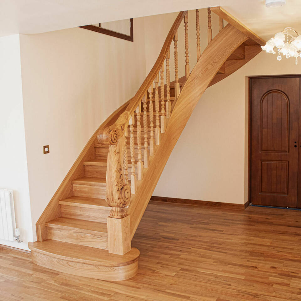 Solid Oak Carved Staircase