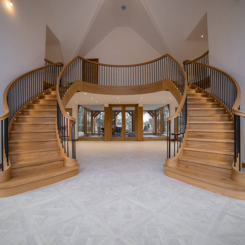 Oak Curved Twin Staircase