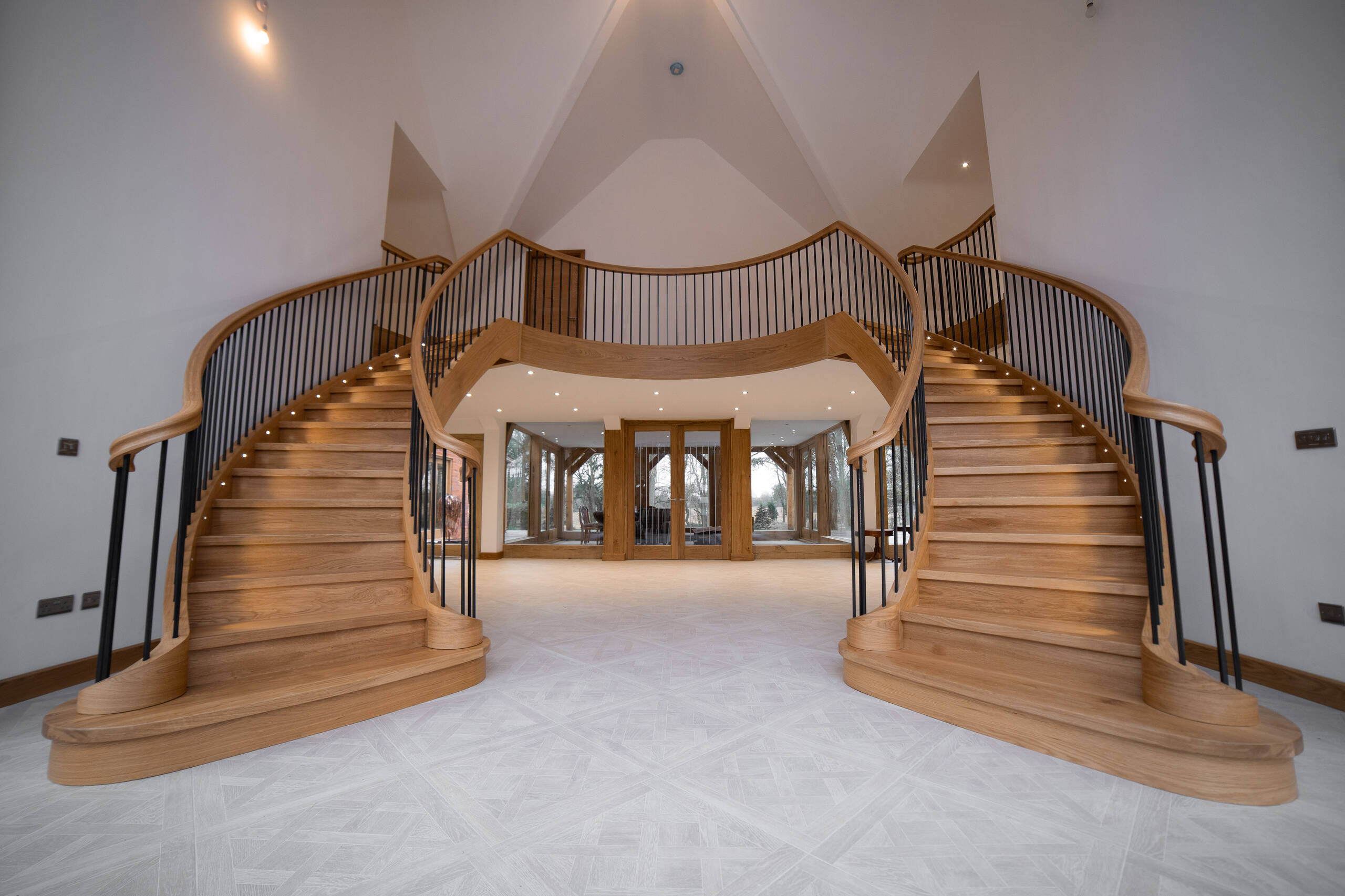 Oak Curved Twin Staircase