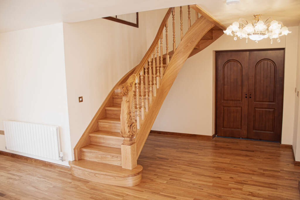 Solid oak carved staircase