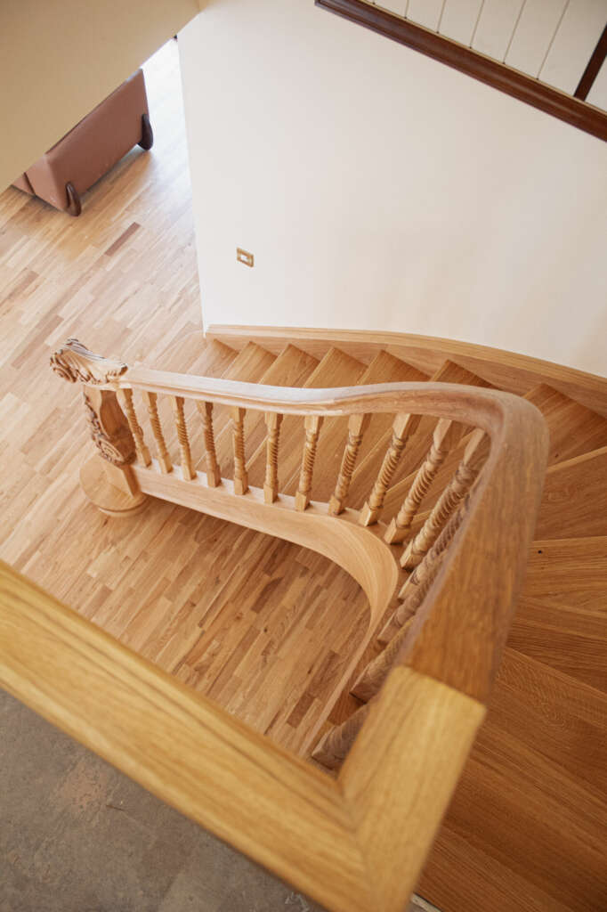 Solid oak carved staircase