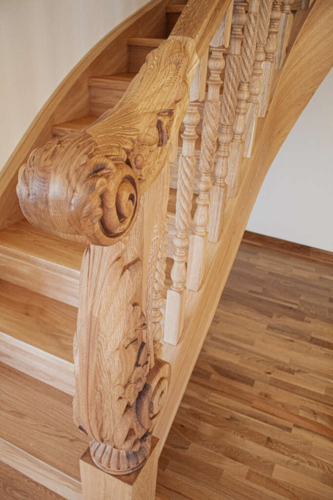 Solid oak carved staircase