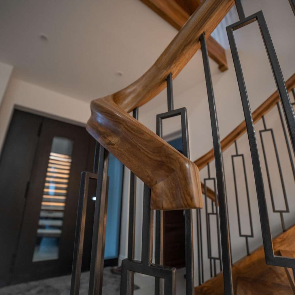 Stunning open riser staircase in a contemporary home.