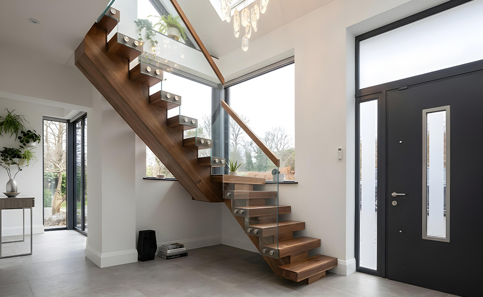 Walnut Central String Staircase
